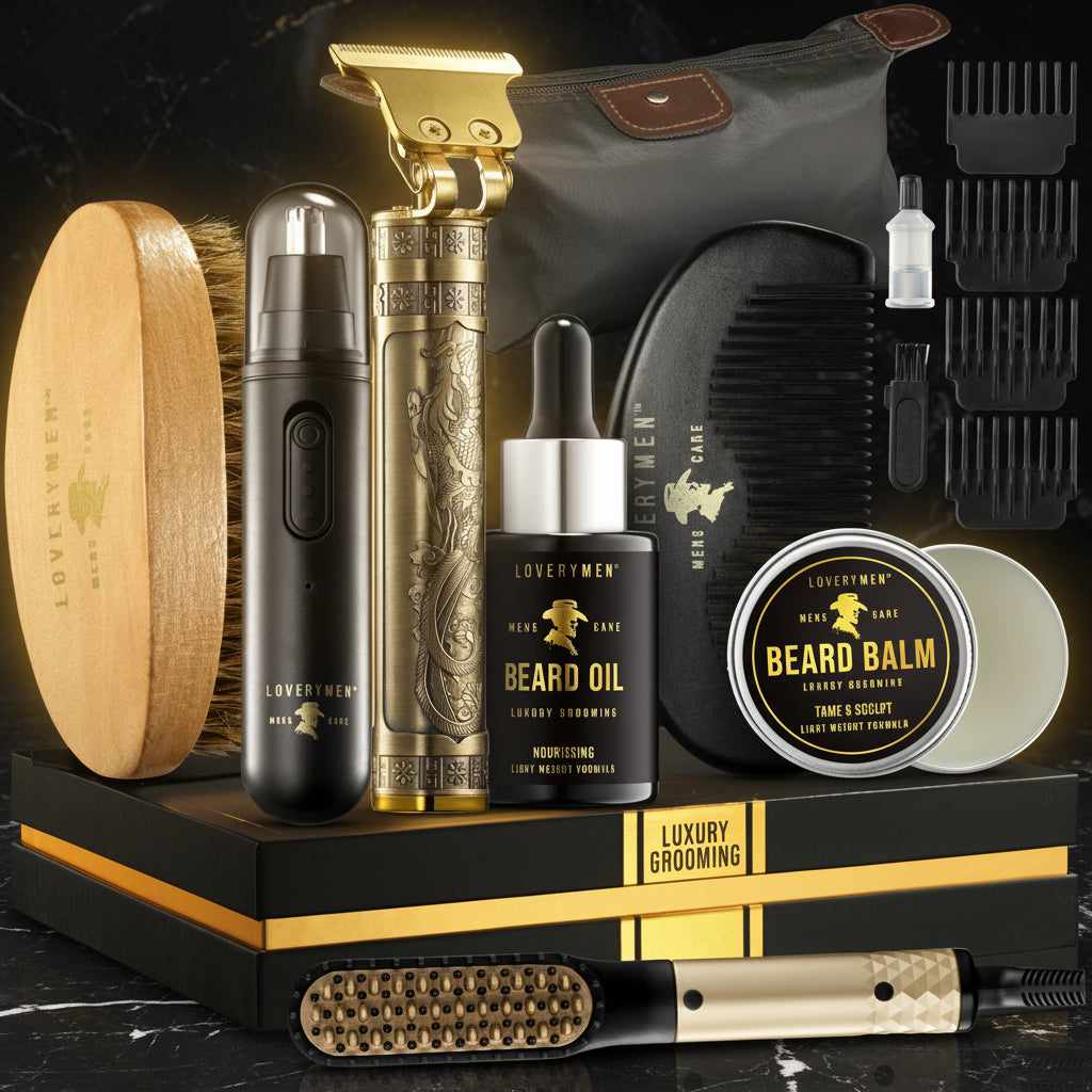 15-delige Baardverzorgingsset | Baardtrimmer, Neushaartrimmer, Stijlborstel, Olie, Balsem & Meer | Cadeau voor Man, Vader, Vriend