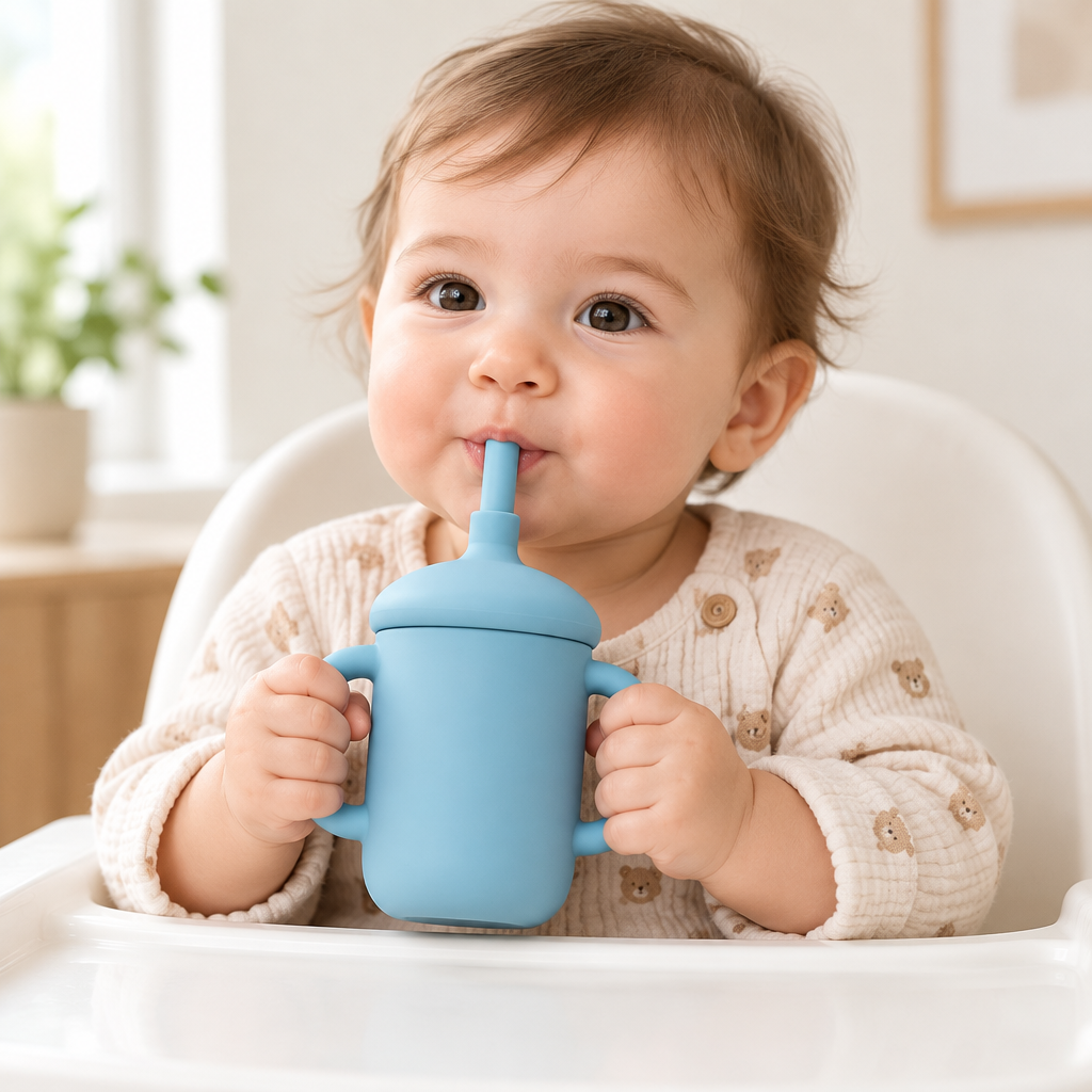 Siliconen drinkbeker met rietje voor baby's, 150 ml
